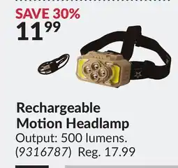 Princess Auto Rechargeable Motion Headlamp offer