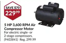 Princess Auto 5 HP 3, 600 RPM Air Compressor Motor offer