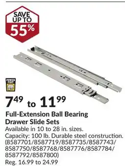 Princess Auto Full-Extension Ball Bearing Drawer Slide Sets offer