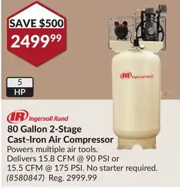 Princess Auto INGERSOLL RAND 80 Gallon 2-Stage Cast-Iron Air Compressor offer