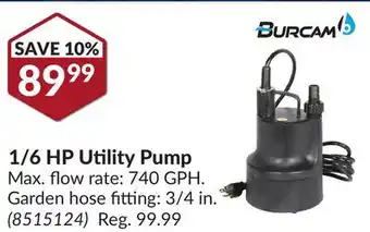 Princess Auto 1/6 HP Utility Pump offer