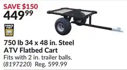 Princess Auto 750 34 x 48 in. Steel ATV Flatbed Cart offer