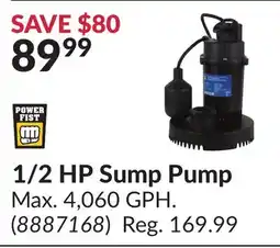 Princess Auto 1/2 HP Sump Pump offer