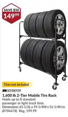 Princess Auto 1, 600 lb 2-Tier Mobile Tire Rack offer