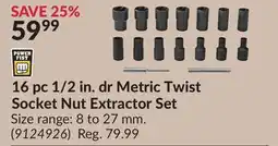 Princess Auto Power Fist 16 pc 1/2 in. dr Metric Twist Socket Nut Extractor Set offer