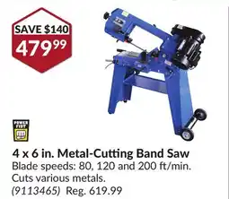 Princess Auto 4 x 6 in. Metal-Cutting Band Saw offer