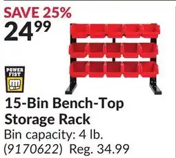 Princess Auto Power Fist 15-Bin Bench-Top Storage Rack offer