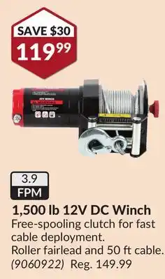 Princess Auto 1,500 lb 12V DC Winch offer