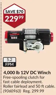 Princess Auto 4, 000 lb 12V DC Winch offer