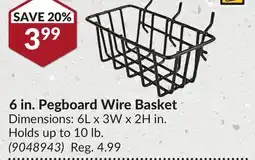 Princess Auto 6 in. Pegboard Wire Basket offer