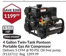 Princess Auto 4 Gallon Twin-Tank Pontoon Portable Gas Air Compressor offer