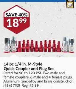 Princess Auto 14 pc 1/4 in. M-Style Quick Coupler and Plug Set offer