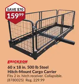 Princess Auto 60 x 18 in. 500 lb Steel Hitch-Mount Cargo Carrier offer