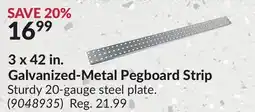 Princess Auto 3 x 42 in. Galvanized-Metal Pegboard Strip offer