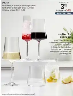 Stokes ZONE Red, White, Cocktail, Champagne, Old Fashioned & High Ball Glasses offer