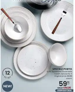 Stokes SPECKLE PORTO 12-Pc Stoneware Dinnerware Cream offer