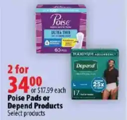 London Drugs Poise Pads or Depend Products offer