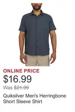 Costco Quiksilver Men's Herringbone Short Sleeve Shirt offer