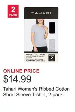 Costco Tahari Women's Ribbed Cotton Short Sleeve T-shirt, 2-pack offer