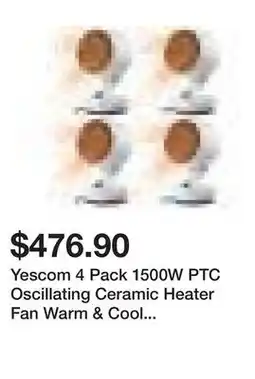 Newegg Yescom 4 Pack 1500W PTC Oscillating Ceramic Heater Fan Warm & Cool Overheat Protection offer