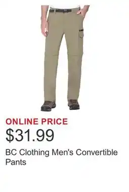 Costco BC Clothing Men's Convertible Pants offer