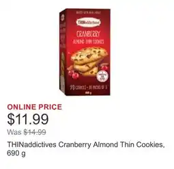 Costco THINaddictives Cranberry Almond Thin Cookies, 690 g offer