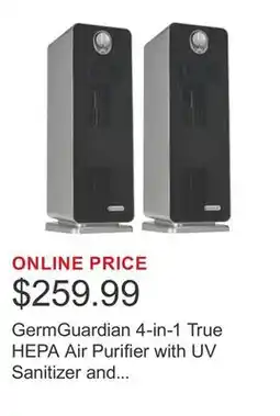 Costco GermGuardian 4-in-1 True HEPA Air Purifier with UV Sanitizer and Odor Reduction, 2-pack offer