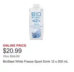 Costco BioSteel White Freeze Sport Drink 12 x 500 mL offer