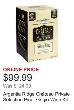 Costco Argentia Ridge Château Private Selection Pinot Grigio Wine Kit offer