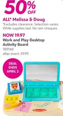 Toys R us Melissa & Doug Work and Play Desktop Activity Board offer