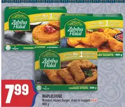 Marché Adonis MAPLELODGE Breaded chicken burger, strips or nuggets Halal offer