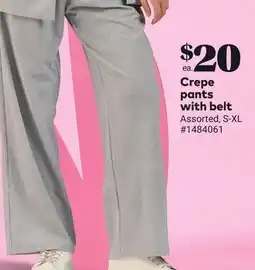 Giant Tiger Crepe pants with belt offer