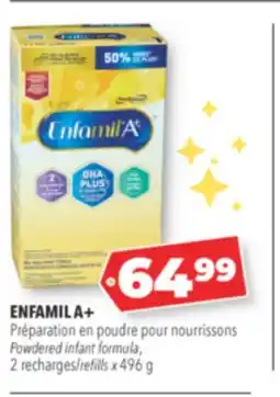 Familiprix ENFAMIL A+ Powdered infant formula, 2 recharges/refills x 496 g offer