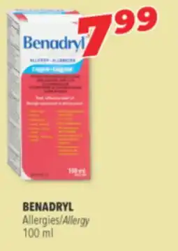 Familiprix Benadryl Allergy solution liquid 100ml offer