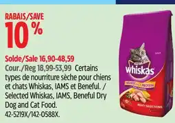 Canadian Tire Selected Whiskas, IAMS, Beneful Dry Dog and Cat Food offer