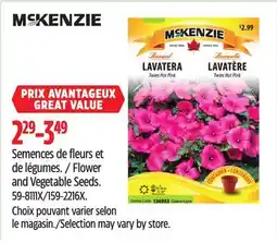 Canadian Tire McKENZIE Flower and Vegetable Seeds offer