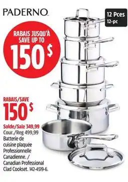 Canadian Tire Paderno Canadian Professional Clad Cookset offer