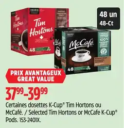 Canadian Tire Tim Hortons Selected Tim Hortons or McCafe K-Cup Pods offer