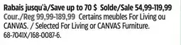 Canadian Tire For Living, Selected For Living or CANVAS Furniture offer