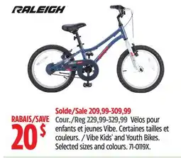 Canadian Tire RALEIGH Vibe Kids' and Youth Bikes offer