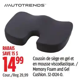 Canadian Tire AutoTrends Memory Foam and Gel Cushion offer