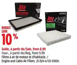 Canadian Tire Engine and Cabin Air Filters offer