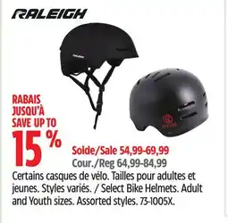 Canadian Tire Raleigh Select Bike Helmets Adult and Youth sizes Assorted styles offer