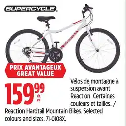 Canadian Tire Supercycle Reaction Hardtail Mountain Bikes offer