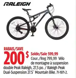 Canadian Tire Raleigh Peak Dual-Suspension 27.5˝ Mountain Bike offer