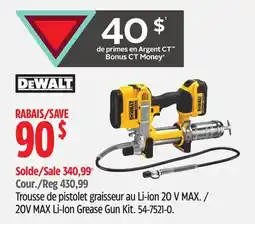 Canadian Tire DEWALT Trousse de pistolet graisseur au Li-ion 20VMAX / 20V MAX Li-Ion Grease Gun Kit offer