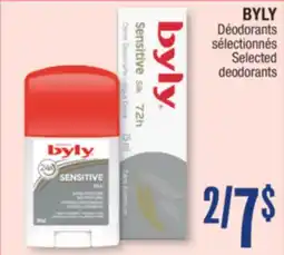 Jean Coutu BYLY Selected deodorants offer