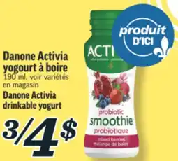 Marché Richelieu DANONE ACTIVIA YOGOURT À BOIRE | DANONE ACTIVIA DRINKABLE YOGURT offer