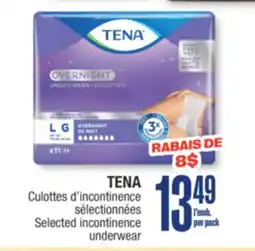 Jean Coutu TENA Selected incontinence underwear offer