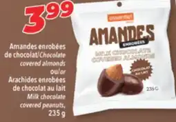 Familiprix ESSENTIEL Chocolate covered almonds or Milk chocolate covered peanuts, 235 g offer